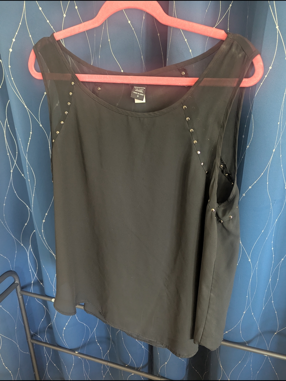 torrid Black Sheer-Trim Studded Sleeveless Camisole